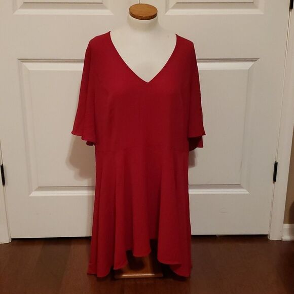 City Chic Top Hi Lo Accent Top Red Size 22W‎ - Picture 2 of 5